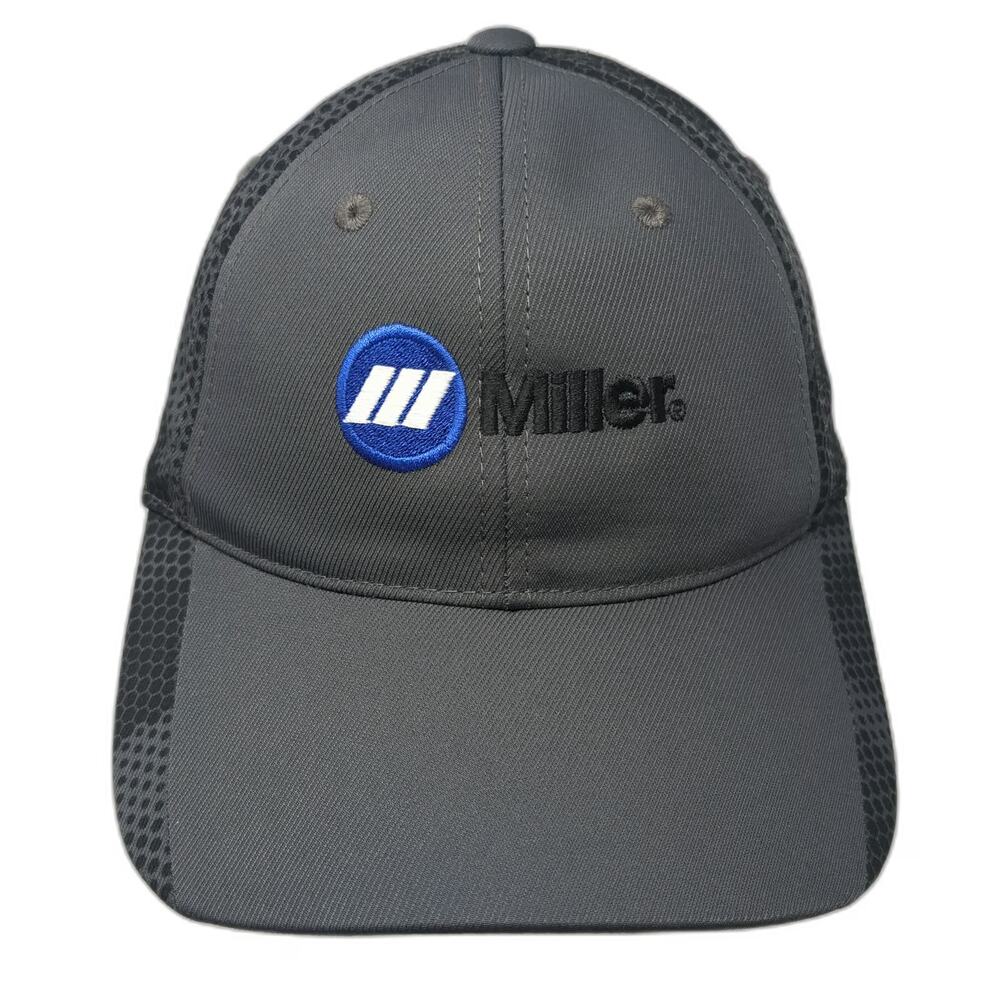 Sport-Tek Miller Welding Logo Gray Baseball Cap One Size Strapback Mesh Hat